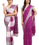 Multicolor woven blended cotton saree with blouse