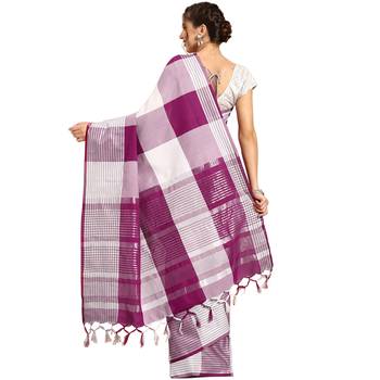 Multicolor woven blended cotton saree with blouse 3