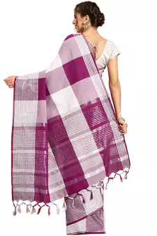 Multicolor woven blended cotton saree with blouse