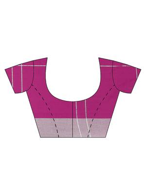 Multicolor woven blended cotton saree with blouse 4