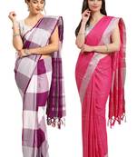 Multicolor woven blended cotton saree with blouse