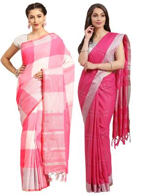 Multicolor woven blended cotton saree with blouse 1
