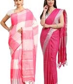 Multicolor woven blended cotton saree with blouse