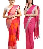 Multicolor woven blended cotton saree with blouse