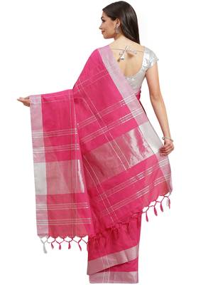 Multicolor woven blended cotton saree with blouse 2