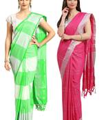 Multicolor woven blended cotton saree with blouse