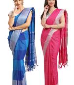 Multicolor woven blended cotton saree with blouse