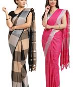 Multicolor woven blended cotton saree with blouse