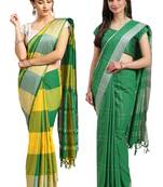 Multicolor woven blended cotton saree with blouse