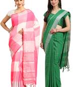 Multicolor woven blended cotton saree with blouse