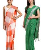 Multicolor woven blended cotton saree with blouse