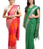 Multicolor woven blended cotton saree with blouse