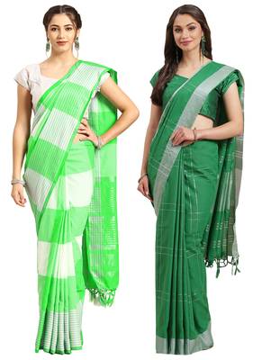 Multicolor woven blended cotton saree with blouse 1