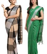 Multicolor woven blended cotton saree with blouse