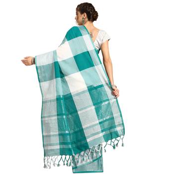 Multicolor woven blended cotton saree with blouse 3