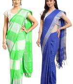 Multicolor woven blended cotton saree with blouse