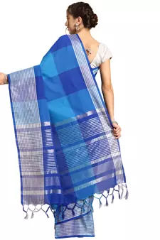 Multicolor woven blended cotton saree with blouse