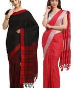 Multicolor woven blended cotton saree with blouse