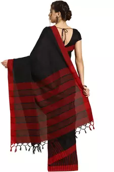 Multicolor woven blended cotton saree with blouse
