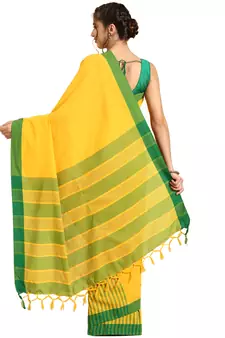 Multicolor woven blended cotton saree with blouse
