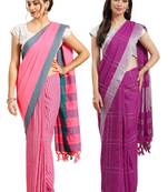 Multicolor woven blended cotton saree with blouse