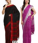 Multicolor woven blended cotton saree with blouse