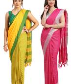 Multicolor woven blended cotton saree with blouse