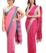 Multicolor woven blended cotton saree with blouse