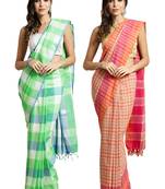 Multicolor woven blended cotton saree with blouse