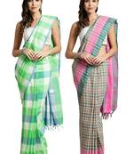 Multicolor woven blended cotton saree with blouse