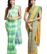 Multicolor woven blended cotton saree with blouse