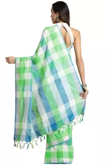 Multicolor woven blended cotton saree with blouse