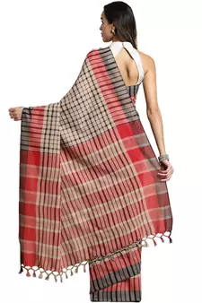 Multicolor woven blended cotton saree with blouse