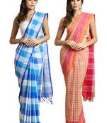 Multicolor woven blended cotton saree with blouse