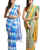 Multicolor woven blended cotton saree with blouse