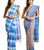 Multicolor woven blended cotton saree with blouse