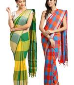 Multicolor woven blended cotton saree with blouse