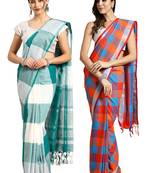Multicolor woven blended cotton saree with blouse
