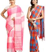Multicolor woven blended cotton saree with blouse