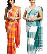Multicolor woven blended cotton saree with blouse