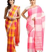 Multicolor woven blended cotton saree with blouse