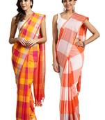 Multicolor woven blended cotton saree with blouse