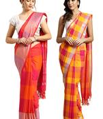 Multicolor woven blended cotton saree with blouse