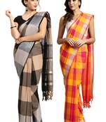 Multicolor woven blended cotton saree with blouse