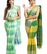 Multicolor woven blended cotton saree with blouse