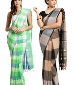 Multicolor woven blended cotton saree with blouse