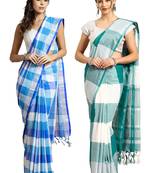 Multicolor woven blended cotton saree with blouse