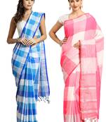 Multicolor woven blended cotton saree with blouse