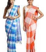 Multicolor woven blended cotton saree with blouse