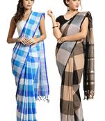 Multicolor woven blended cotton saree with blouse
